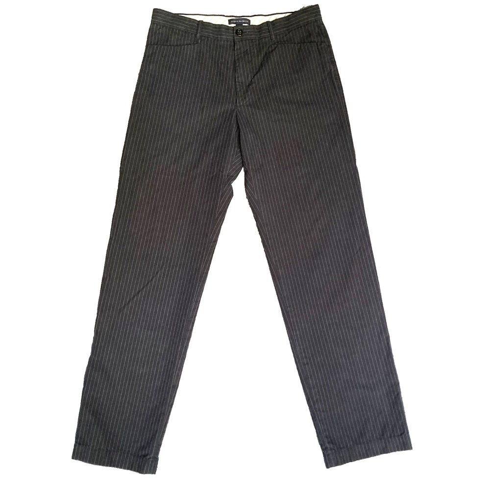 Banana Republic Pinstripe High Rise Trouser Women 33 14 Black Straight Leg 33x34